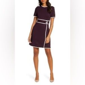 1901 Belt Detail Sheath Dress Purple